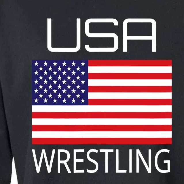 Wrestling Team Wrestle Usa American Flag Wrestler Coach Gift Cropped Pullover Crew