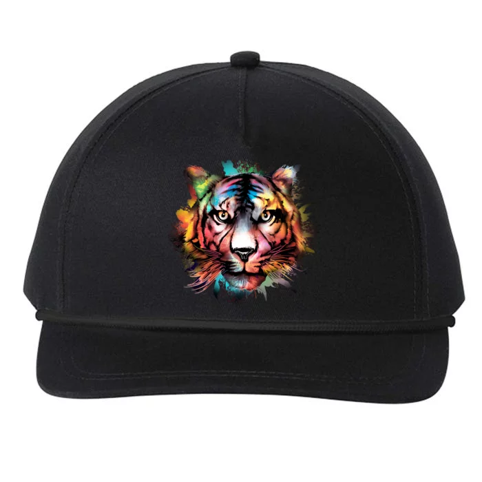 Watercolor Tiger Snapback Five-Panel Rope Hat