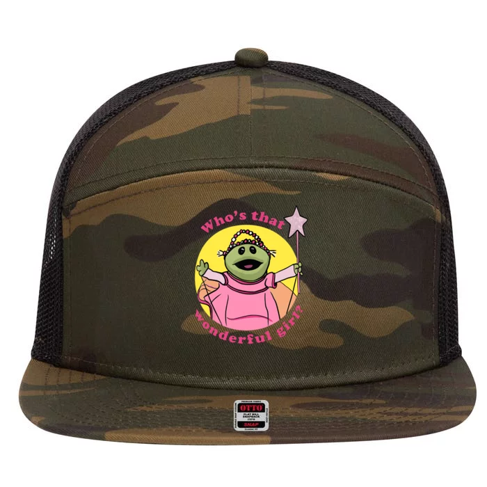 WhoS That Wonderful Girl 7 Panel Mesh Trucker Snapback Hat