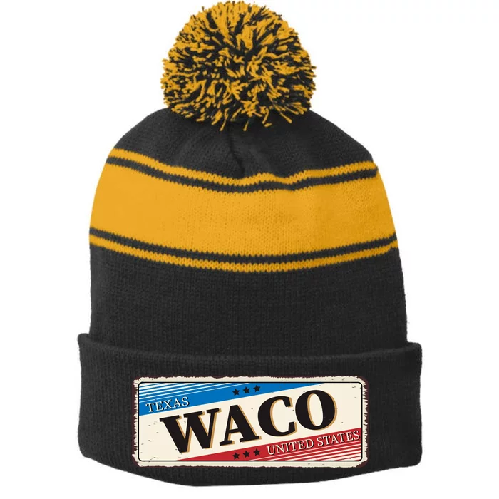 Waco Texas Stripe Pom Pom Beanie