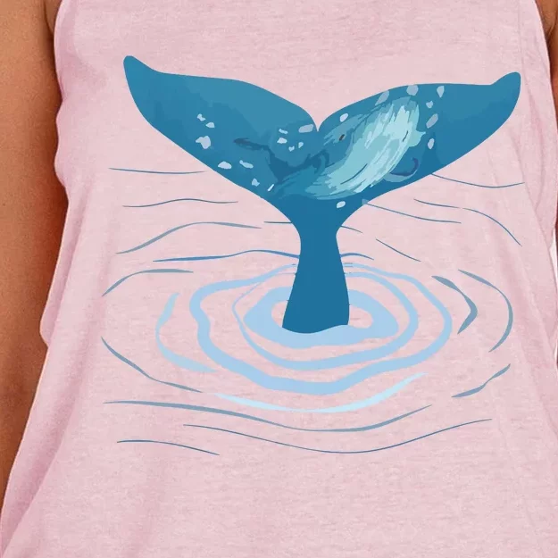 Whale Tail Whale Lover Whales Marine Biologist Wildlife Women's Knotted Racerback Tank