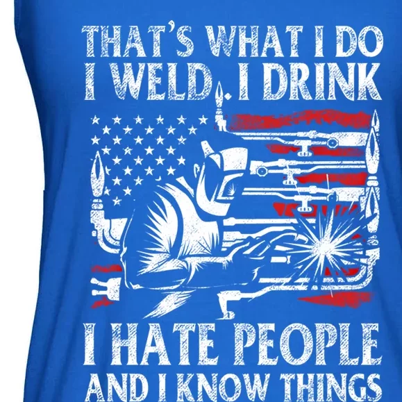 Welding That's What I Do I Weld American Flag Proud Welder Gift Ladies Essential Flowy Tank