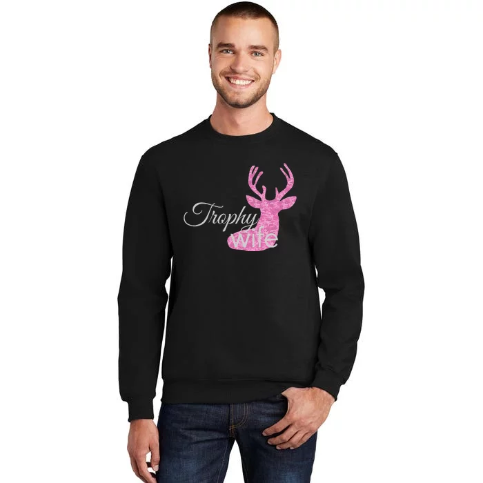 WOHUNTING TROPHY WIFE PINK CAMO DEER Tall Sweatshirt