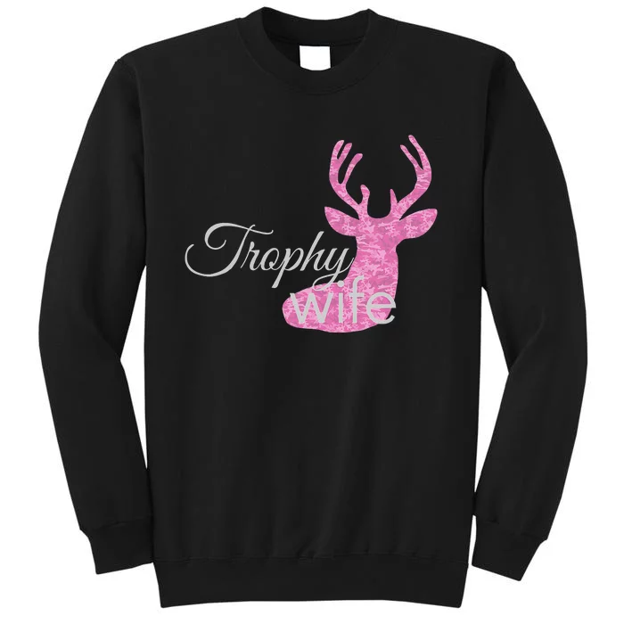 WOHUNTING TROPHY WIFE PINK CAMO DEER Tall Sweatshirt