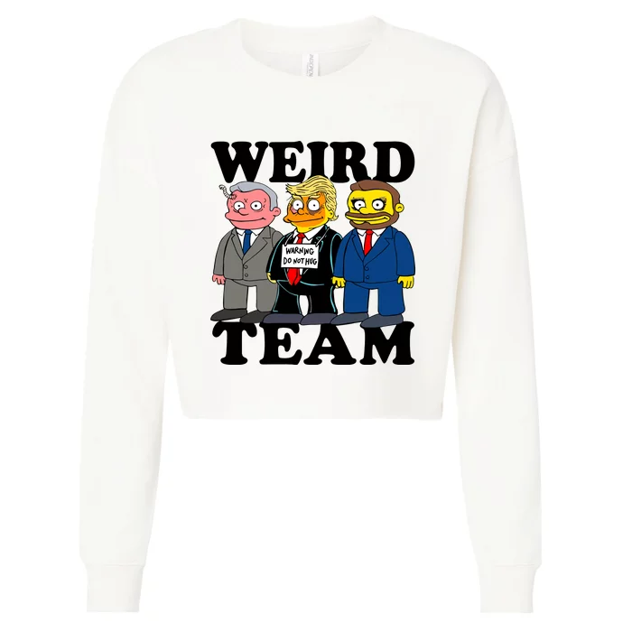 Weird Team Warning Do Nothing Cropped Pullover Crew