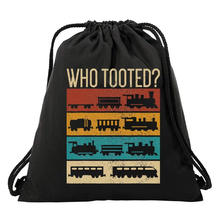 Who Tooted Wagon Train Lover Model Railroad Conductor Drawstring Bag