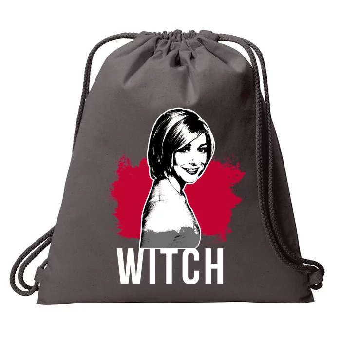 Willow The Witch Portrait Red With White Text (Btvs) Drawstring Bag