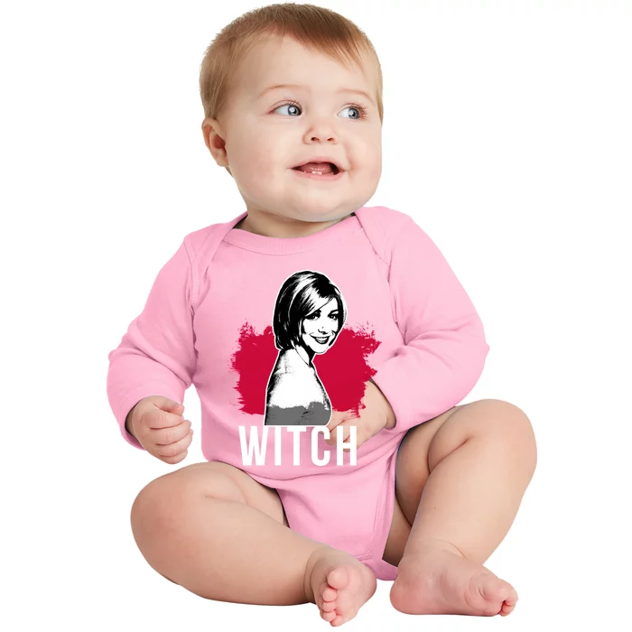 Willow The Witch Portrait Red With White Text (Btvs) Baby Long Sleeve Bodysuit