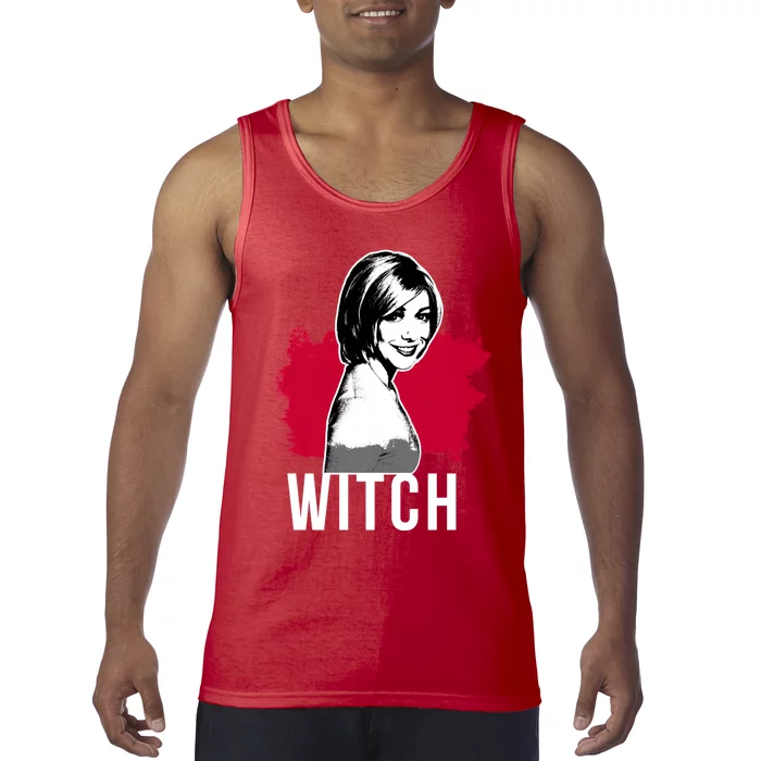 Willow The Witch Portrait Red With White Text (Btvs) Tank Top