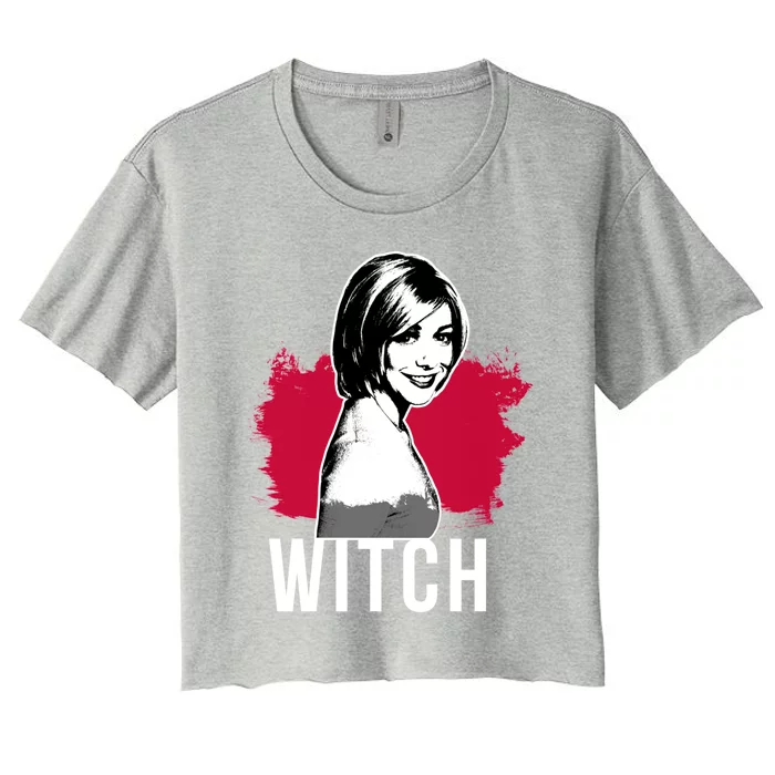 Willow The Witch Portrait Red With White Text (Btvs) Women's Crop Top Tee