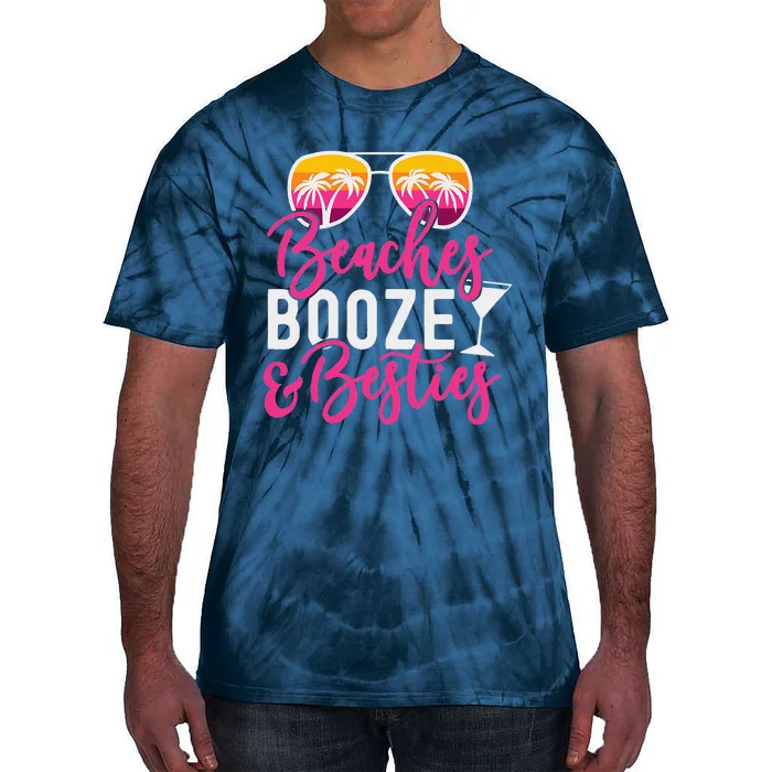 Womens Trip Weekend Friends Beaches Booze & Besties Tie-Dye T-Shirt