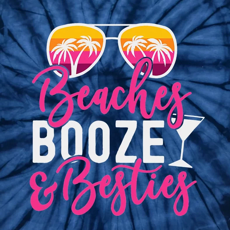 Womens Trip Weekend Friends Beaches Booze & Besties Tie-Dye T-Shirt