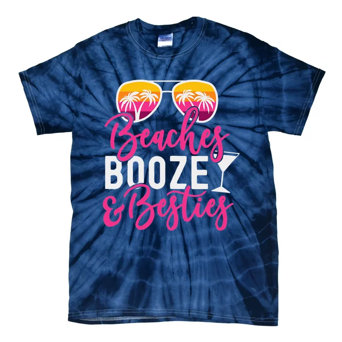 Womens Trip Weekend Friends Beaches Booze & Besties Tie-Dye T-Shirt