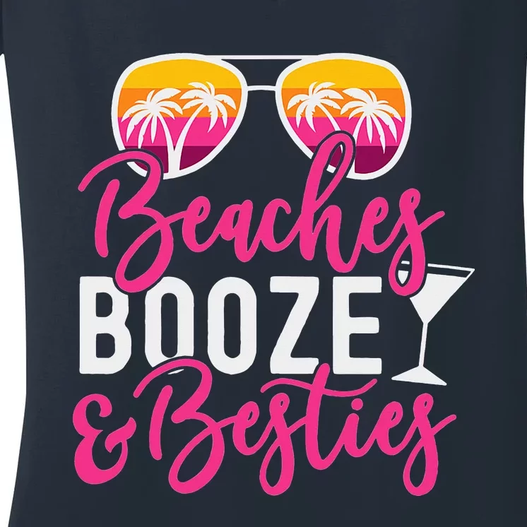 Womens Trip Weekend Friends Beaches Booze & Besties Women's V-Neck T-Shirt