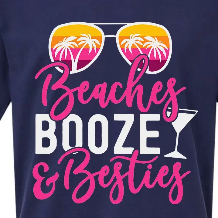 Womens Trip Weekend Friends Beaches Booze & Besties Sueded Cloud Jersey T-Shirt