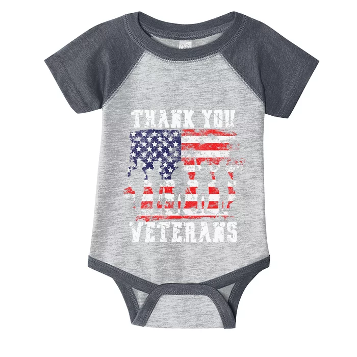 Womens Thank You Veterans For Veterans Day Infant Baby Jersey Bodysuit