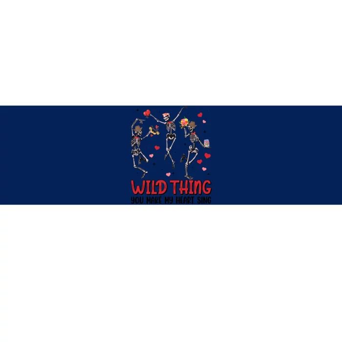 Wild Thing You Make My Heart Sing Dancing Skeleton Happy Valentine's Day Bumper Sticker