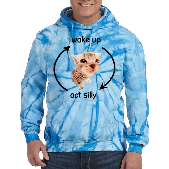 Wake Up Act Silly Cat Tie Dye Hoodie