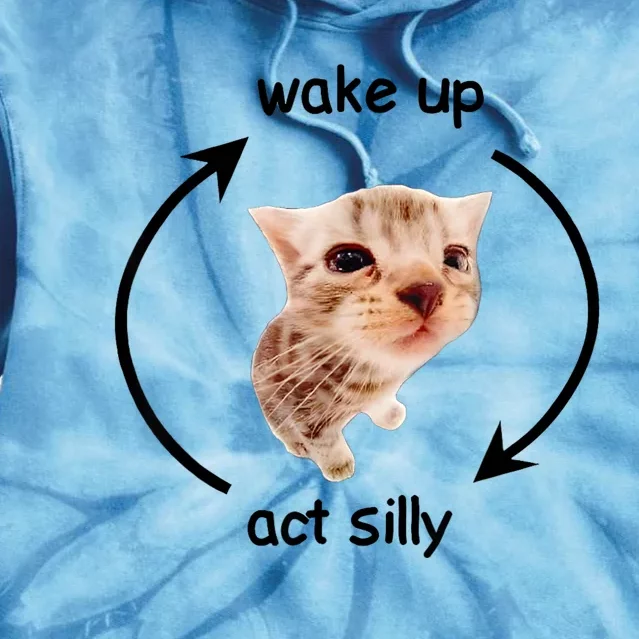 Wake Up Act Silly Cat Tie Dye Hoodie