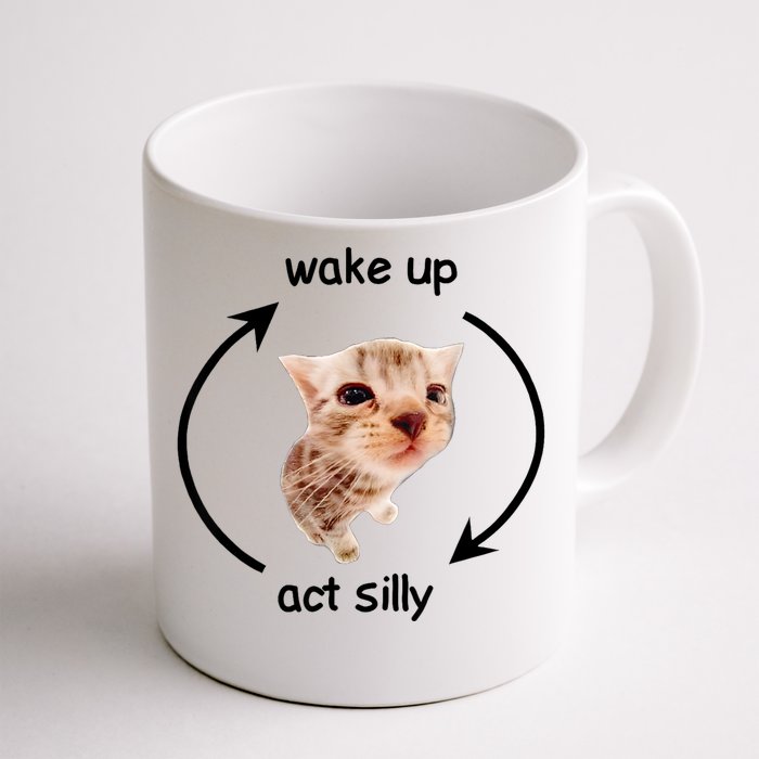 Wake Up Act Silly Cat Front & Back Coffee Mug