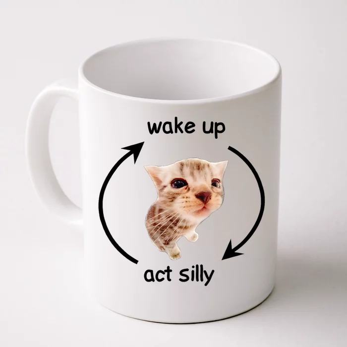 Wake Up Act Silly Cat Front & Back Coffee Mug