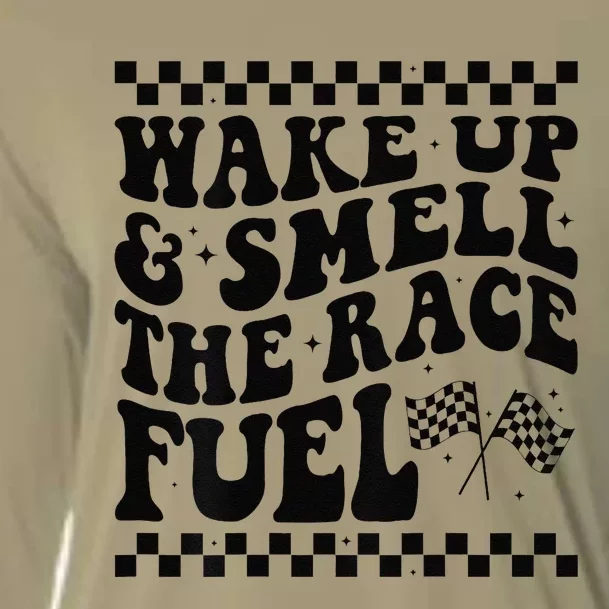 Wake Up And Smell The Race Fuel Funny Racing Lover Cooling Performance Long Sleeve Crew