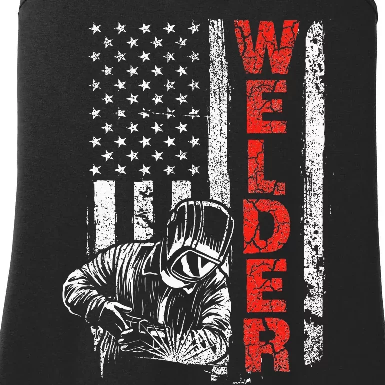 Welder USA American Welding Worker Metalworking Lover Ladies Essential Tank