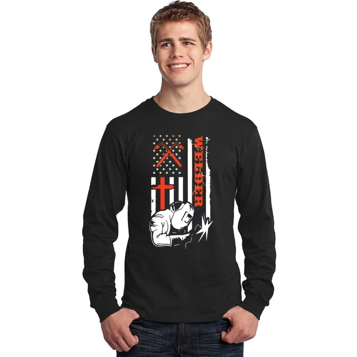 Welder USA American Welding Worker Metalworking Lover Tall Long Sleeve T-Shirt