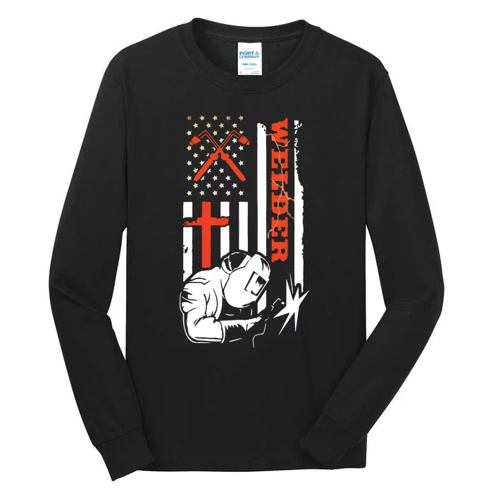 Welder USA American Welding Worker Metalworking Lover Tall Long Sleeve T-Shirt