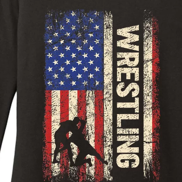 Wrestling Usa American Flag Wrestle 4th Of July Womens CVC Long Sleeve Shirt