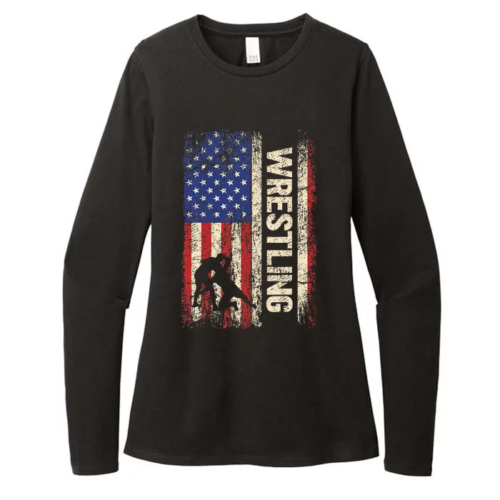 Wrestling Usa American Flag Wrestle 4th Of July Womens CVC Long Sleeve Shirt