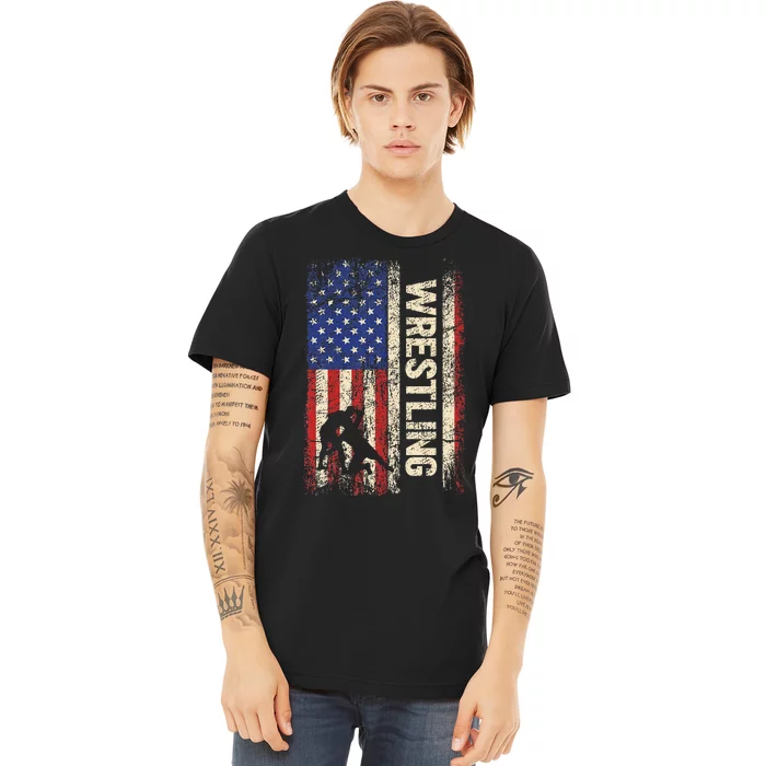 Wrestling Usa American Flag Wrestle 4th Of July Premium T-Shirt