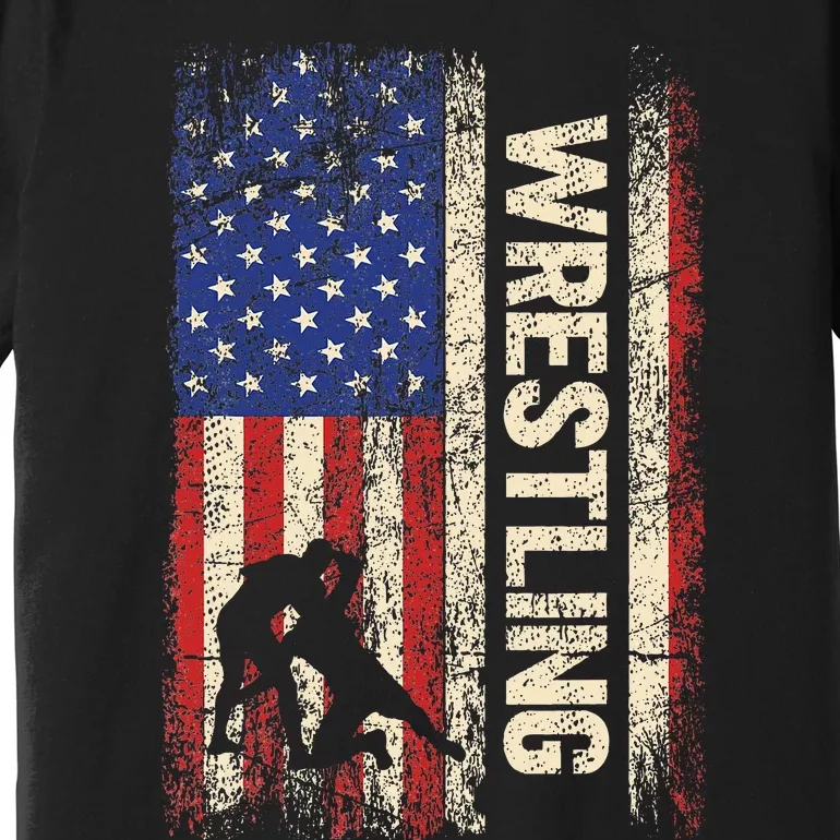 Wrestling Usa American Flag Wrestle 4th Of July Premium T-Shirt