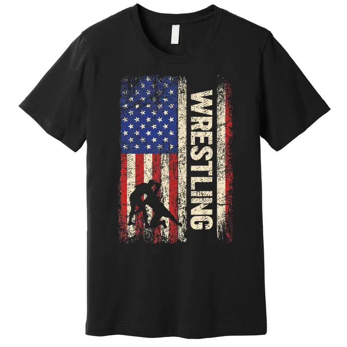 Wrestling Usa American Flag Wrestle 4th Of July Premium T-Shirt