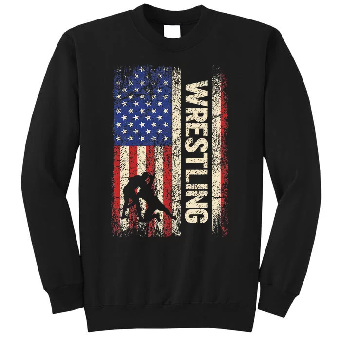 Wrestling Usa American Flag Wrestle 4th Of July Tall Sweatshirt