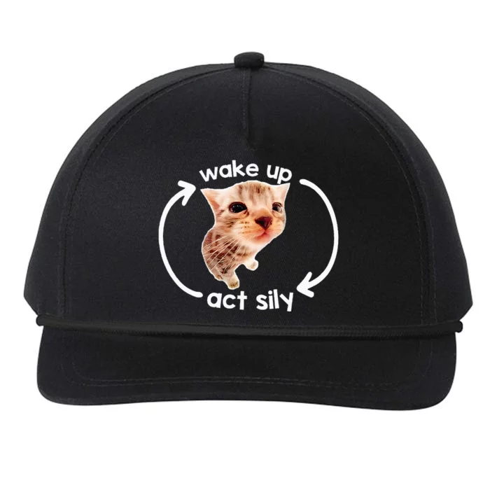 Wake Up Act Silly Kitten Cats Lover Cat Silly Funny Snapback Five-Panel Rope Hat