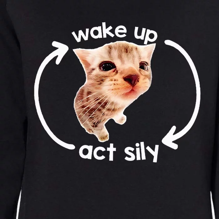 Wake Up Act Silly Kitten Cats Lover Cat Silly Funny Womens California Wash Sweatshirt