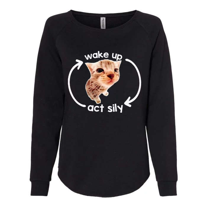 Wake Up Act Silly Kitten Cats Lover Cat Silly Funny Womens California Wash Sweatshirt