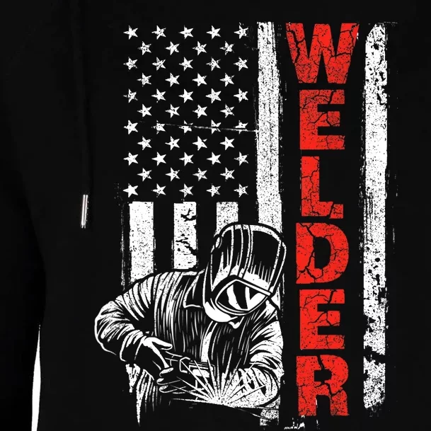 Welder USA American Welding Worker Metalworking Lover Womens Funnel Neck Pullover Hood