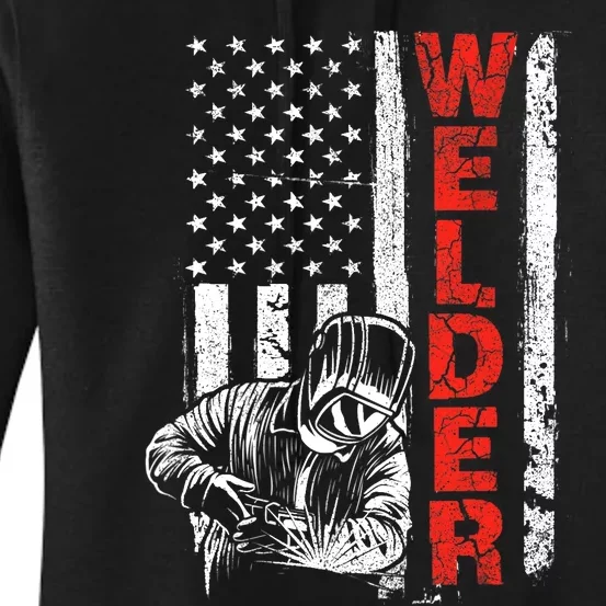 Welder USA American Welding Worker Metalworking Lover Women's Pullover Hoodie