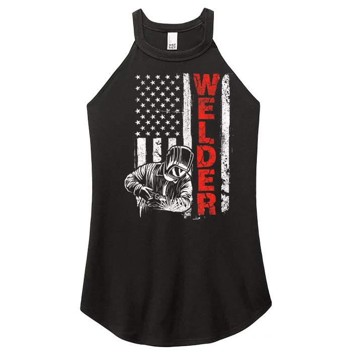 Welder USA American Welding Worker Metalworking Lover Women’s Perfect Tri Rocker Tank