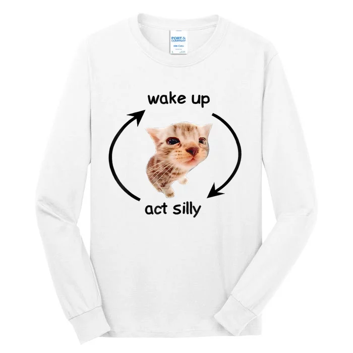 Wake Up Act Silly Cat Meme Tall Long Sleeve T-Shirt