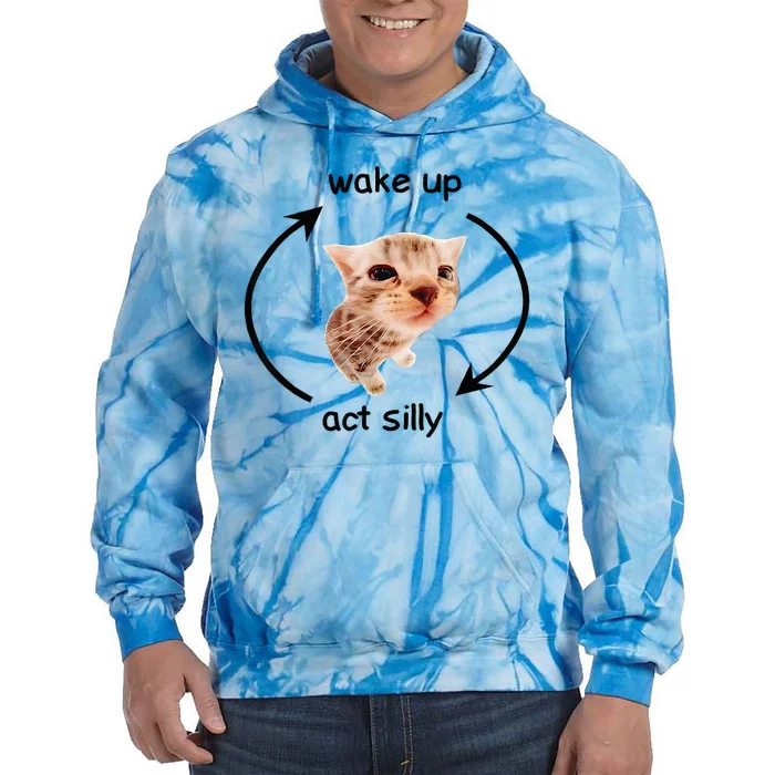 Wake Up Act Silly Cat Wake Up Act Silly Cat Tie Dye Hoodie