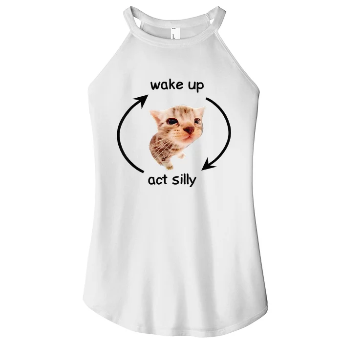 Wake Up Act Silly Cat Wake Up Act Silly Cat Women’s Perfect Tri Rocker Tank