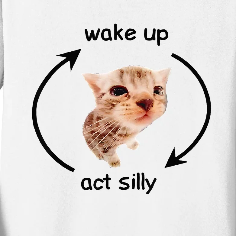 Wake Up Act Silly Cat Wake Up Act Silly Cat Kids Long Sleeve Shirt