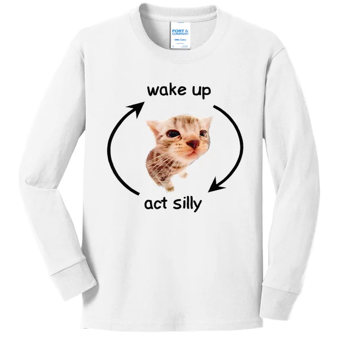 Wake Up Act Silly Cat Wake Up Act Silly Cat Kids Long Sleeve Shirt