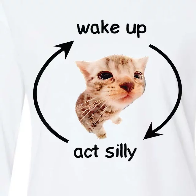 Wake Up Act Silly Cat Wake Up Act Silly Cat Womens Cotton Relaxed Long Sleeve T-Shirt