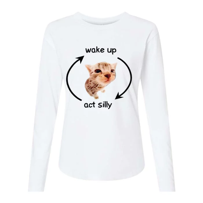 Wake Up Act Silly Cat Wake Up Act Silly Cat Womens Cotton Relaxed Long Sleeve T-Shirt