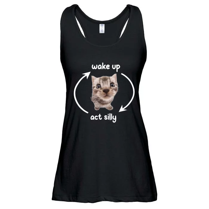 Wake Up Act Silly Cat Wake Up Act Silly Cat Women Ladies Essential Flowy Tank