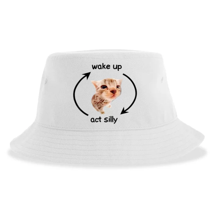 Wake Up Act Silly Cat | Wake Up Act Silly Cat Kids Women Men Sustainable Bucket Hat